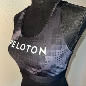 PELOTON x ADIDAS Collaboration Women's Black Gray White Lettering Sports Bra L